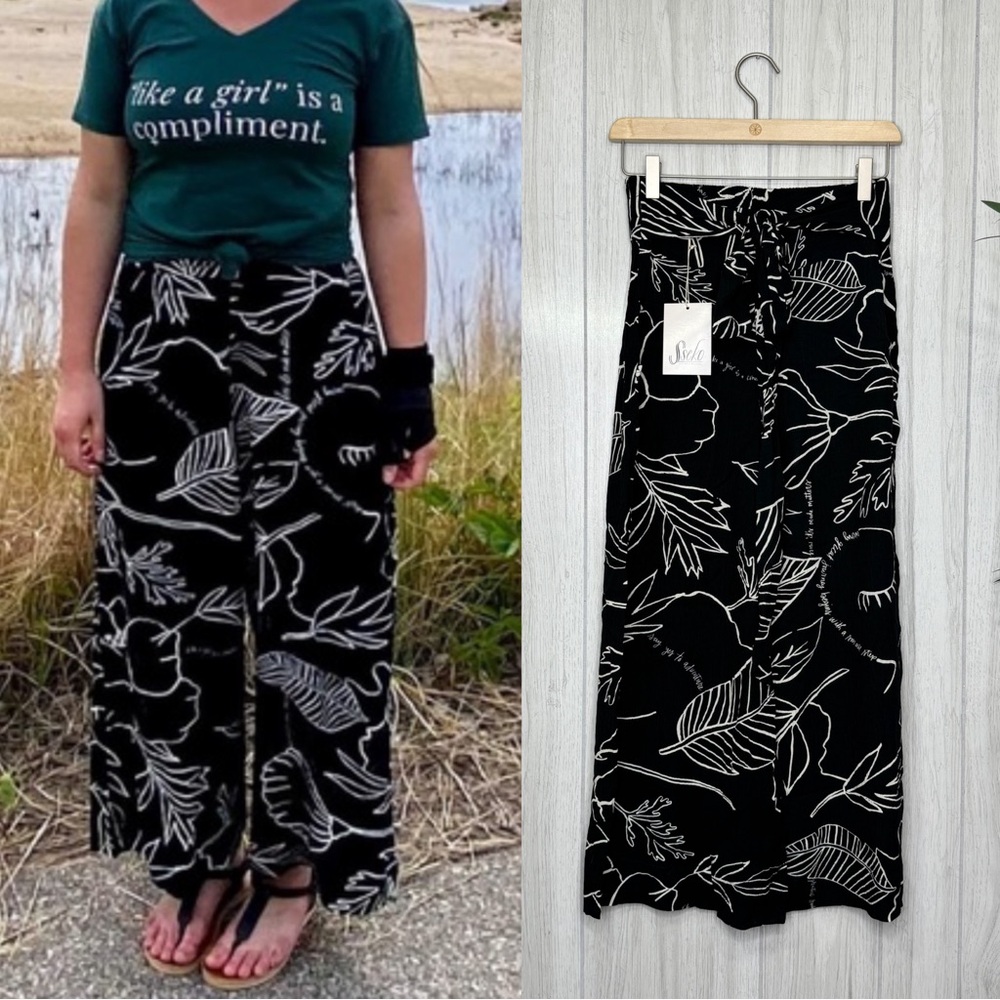 NWT Sseko New Crop Trouser Black & White Hide & Seek size 1